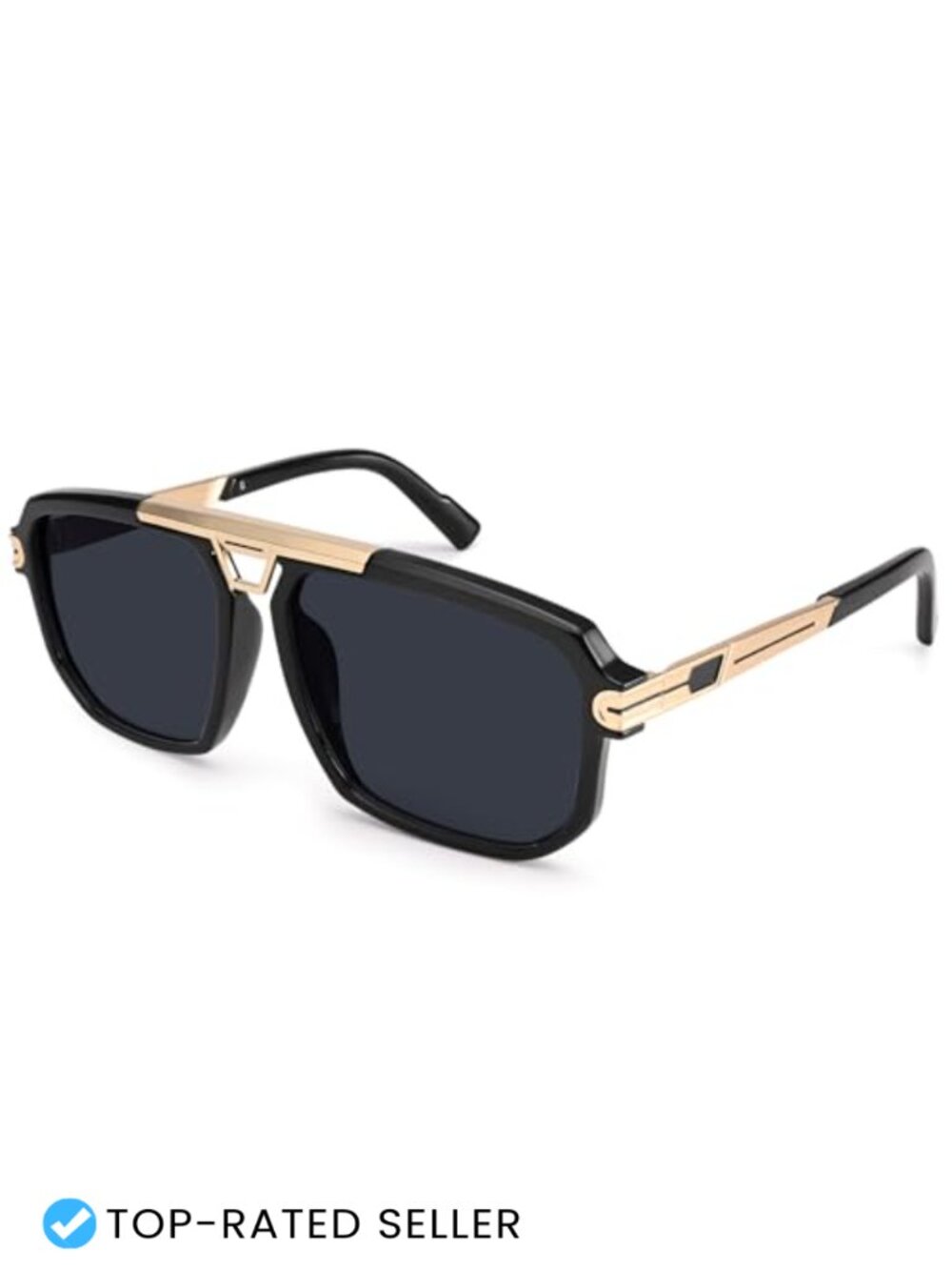 Retro Oversized Square Aviator Sunglasses UV400 Protection Metal Frame Unisex